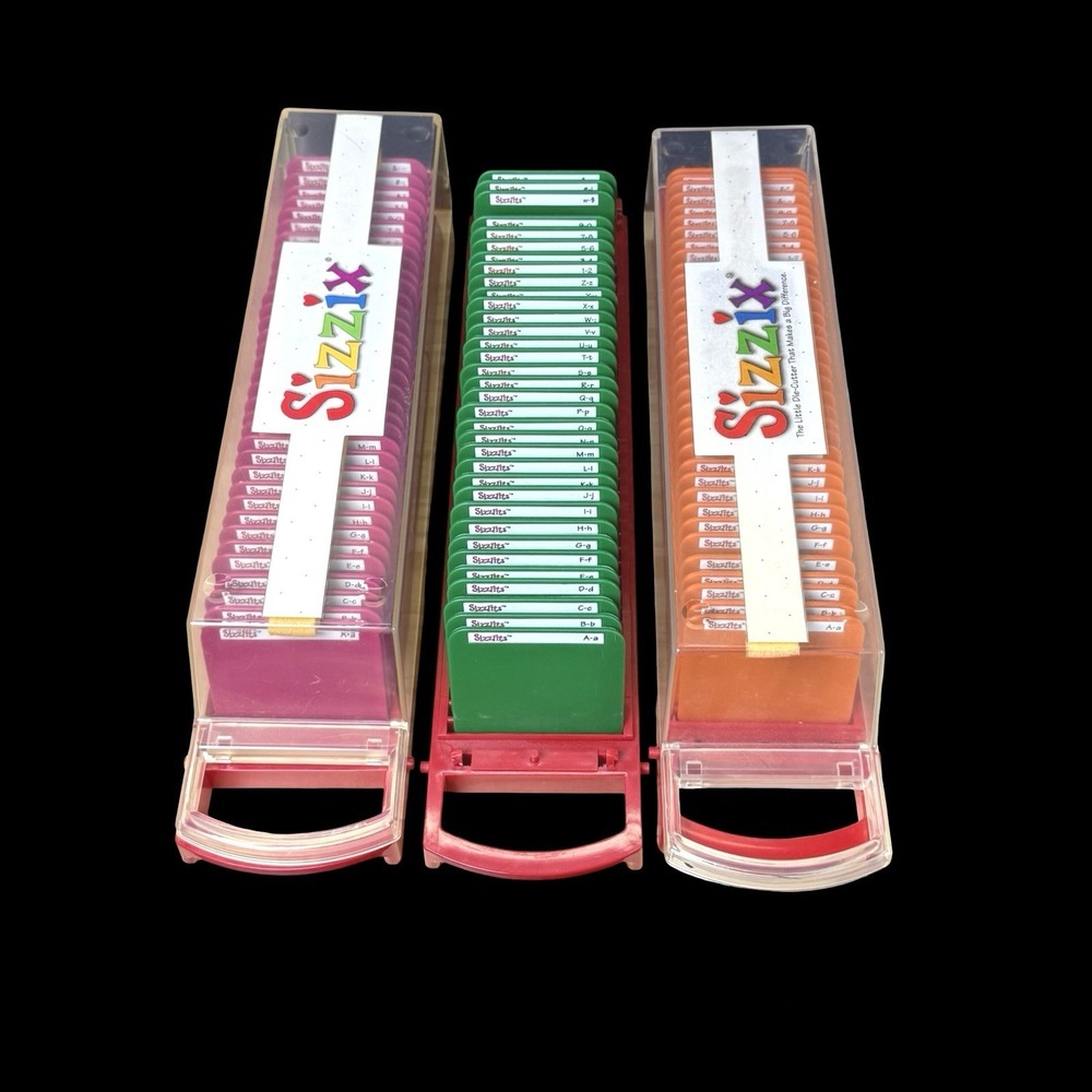 3 Sizzix Sizzlits Alphabet Numbers Die Sets Girls Are Weird Graffiti Boxed Brush